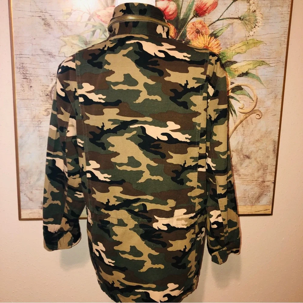 Sz M Asmax Haoduoyi Brown & Green Boho Camo Jacket - Picture 12 of 16